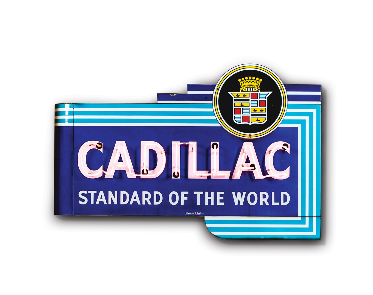 Cadillac ‘Standard of the World’ with Crest Neon Signs Mounted Back-To-Back offered at RM Auctions’ Auburn Spring 2019